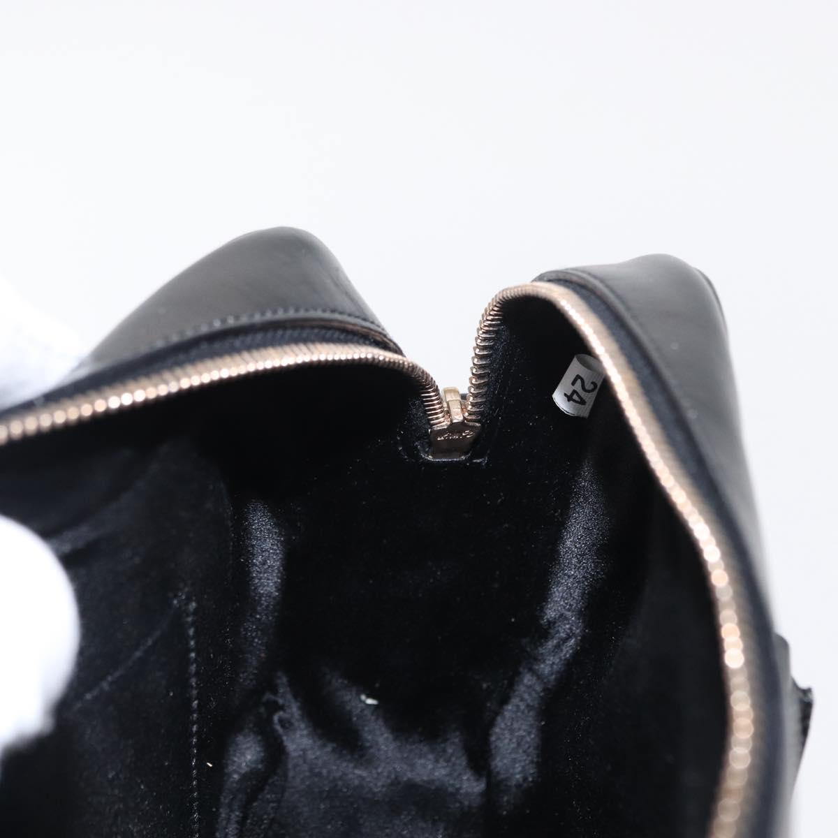 PRADA Hand Bag Leather Black Gold Auth 155558