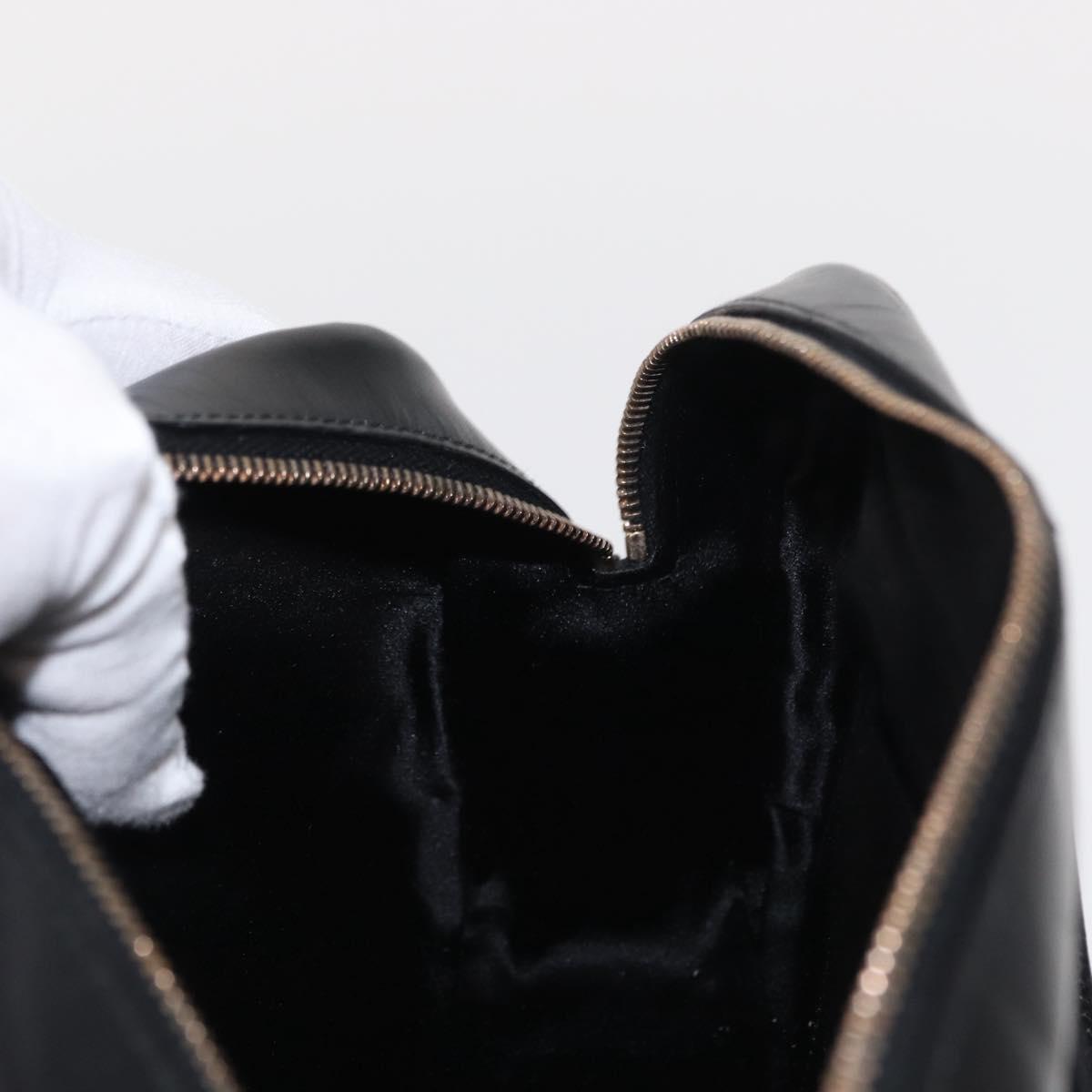 PRADA Hand Bag Leather Black Gold Auth 155558