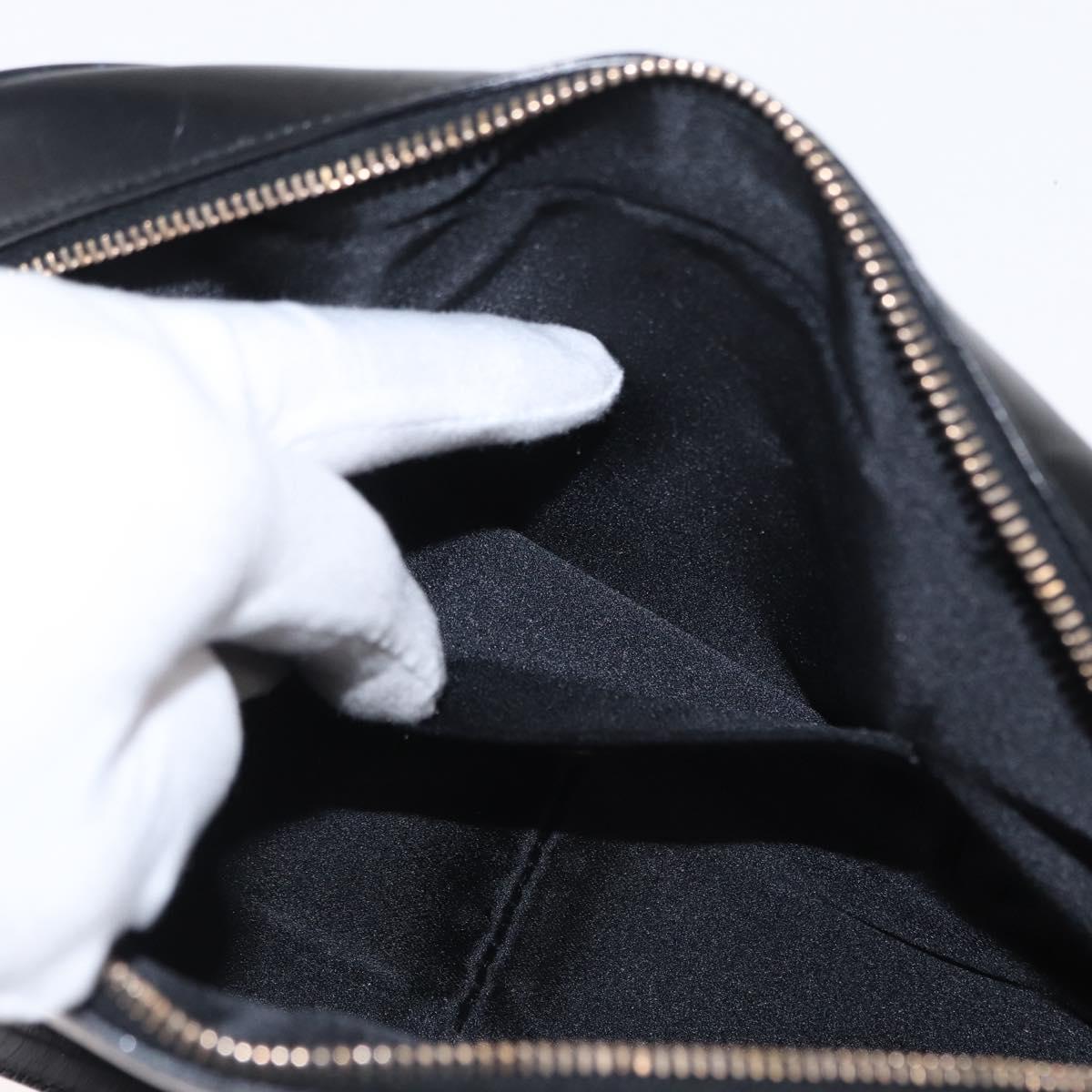 PRADA Hand Bag Leather Black Gold Auth 155558