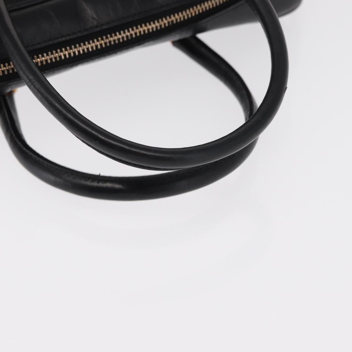 PRADA Hand Bag Leather Black Gold Auth 155558