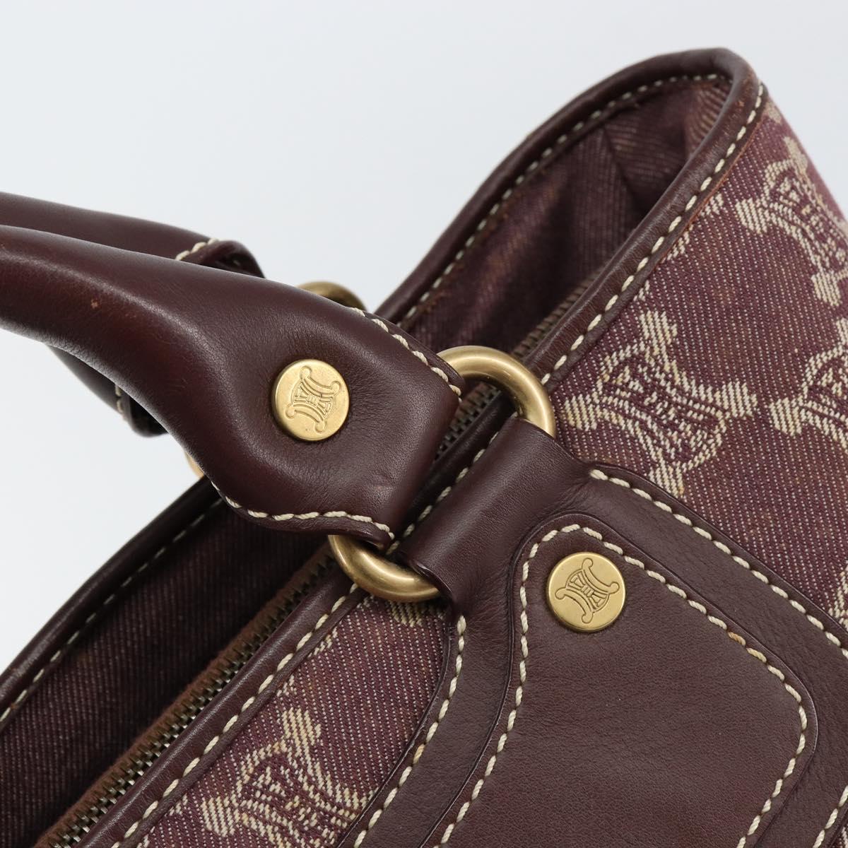 CELINE Paris Macadam Canvas Boogie bag Hand Bag Bordeaux Gold Auth 155559