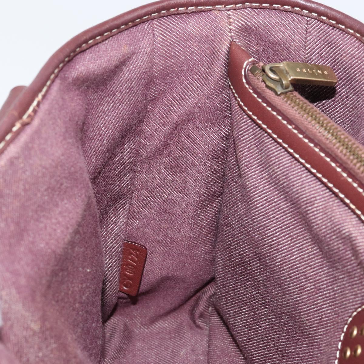 CELINE Paris Macadam Canvas Boogie bag Hand Bag Bordeaux Gold Auth 155559