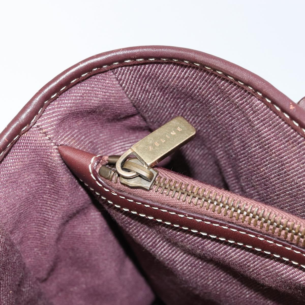 CELINE Paris Macadam Canvas Boogie bag Hand Bag Bordeaux Gold Auth 155559