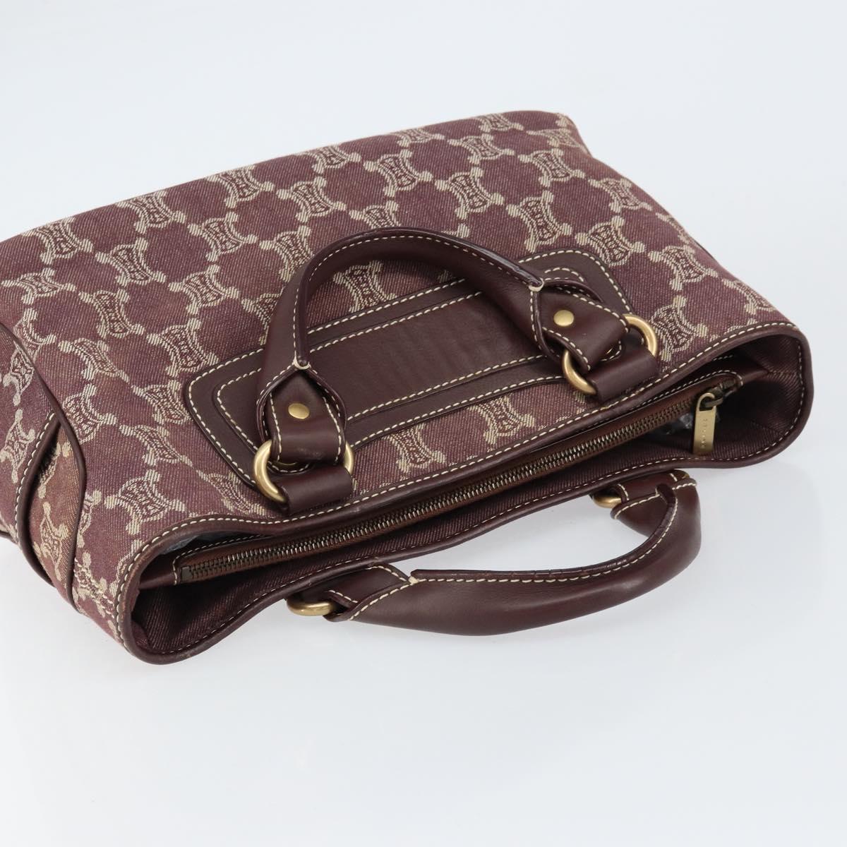 CELINE Paris Macadam Canvas Boogie bag Hand Bag Bordeaux Gold Auth 155559
