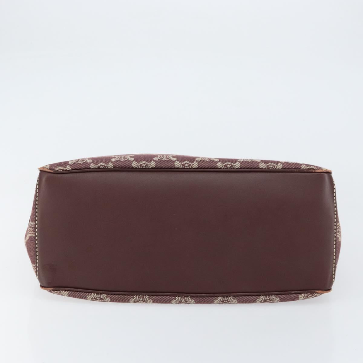 CELINE Paris Macadam Canvas Boogie bag Hand Bag Bordeaux Gold Auth 155559