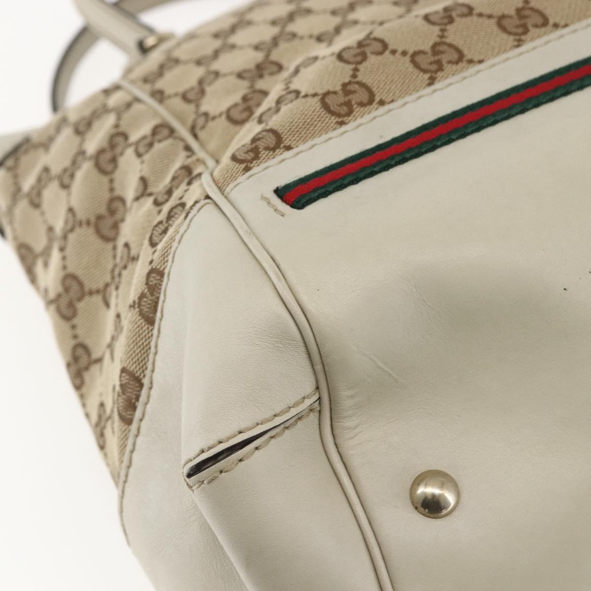 GUCCI Pretty GG Canvas Web Sherry Line Hand Bag Beige Gold 257349 Auth 155585