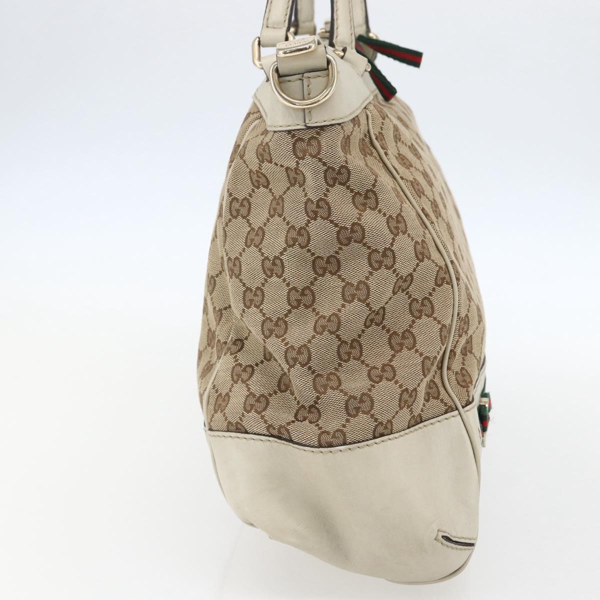 GUCCI Pretty GG Canvas Web Sherry Line Hand Bag Beige Gold 257349 Auth 155585