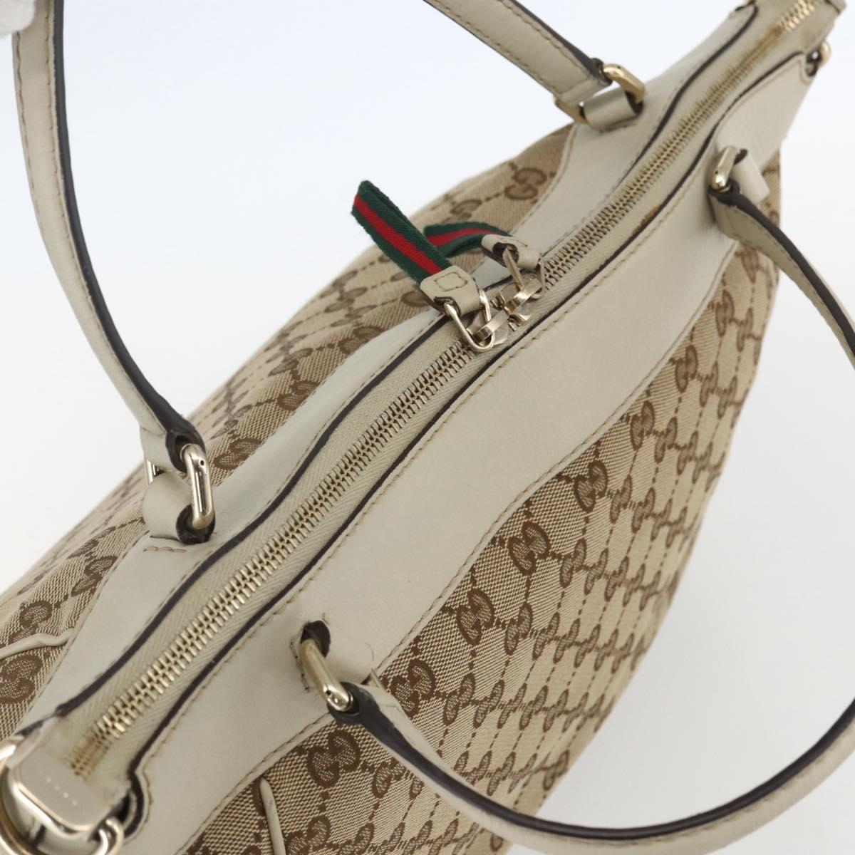 GUCCI Pretty GG Canvas Web Sherry Line Hand Bag Beige Gold 257349 Auth 155585