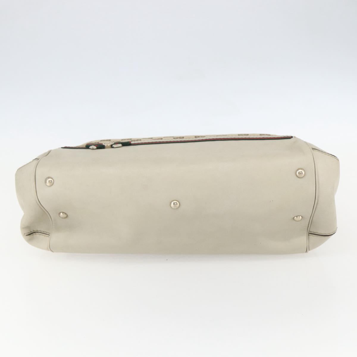 GUCCI Pretty GG Canvas Web Sherry Line Hand Bag Beige Gold 257349 Auth 155585