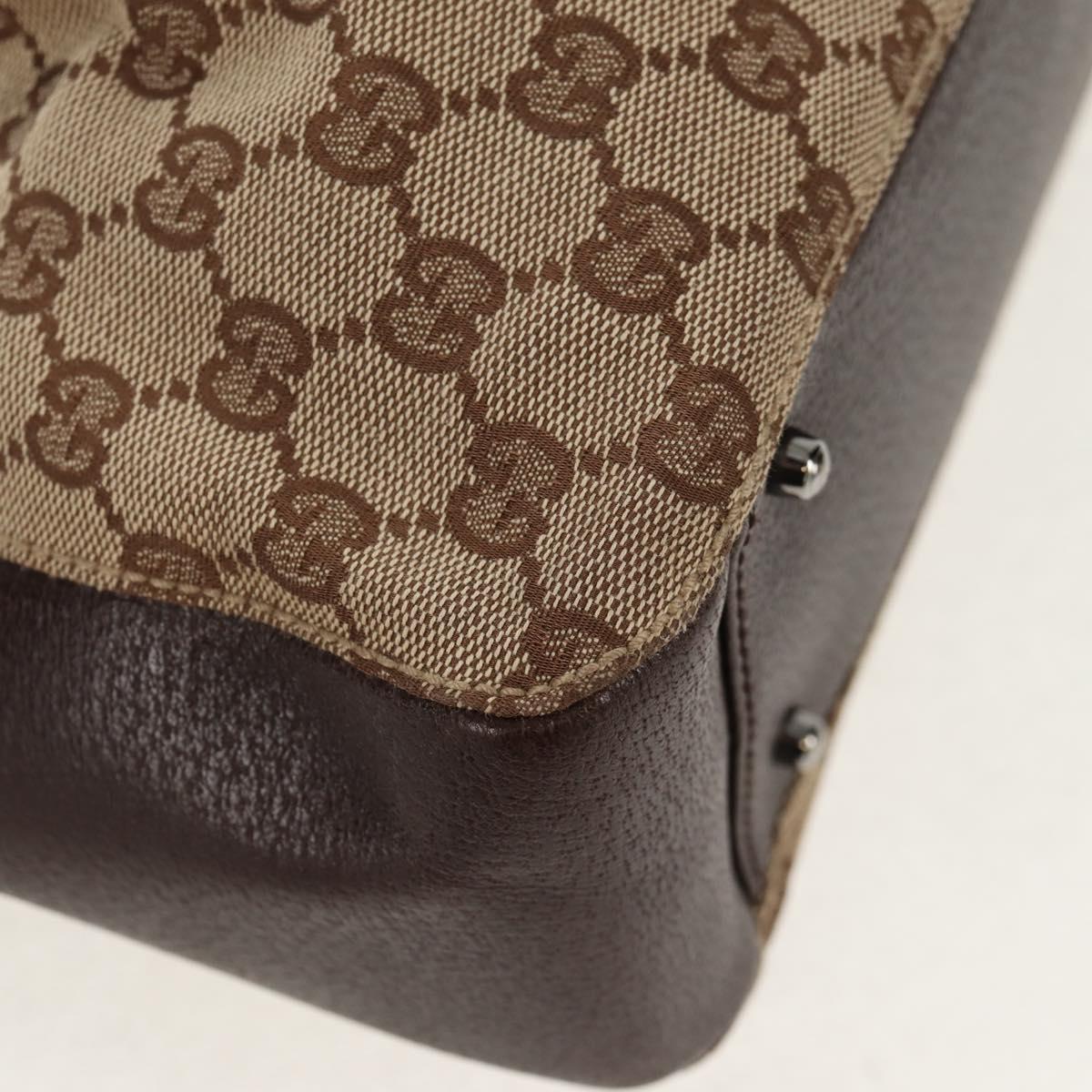 GUCCI GG Canvas Hand Bag Beige Silver 115007 Auth 155587V