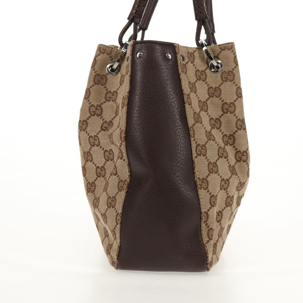 GUCCI GG Canvas Hand Bag Beige Silver 115007 Auth 155587V