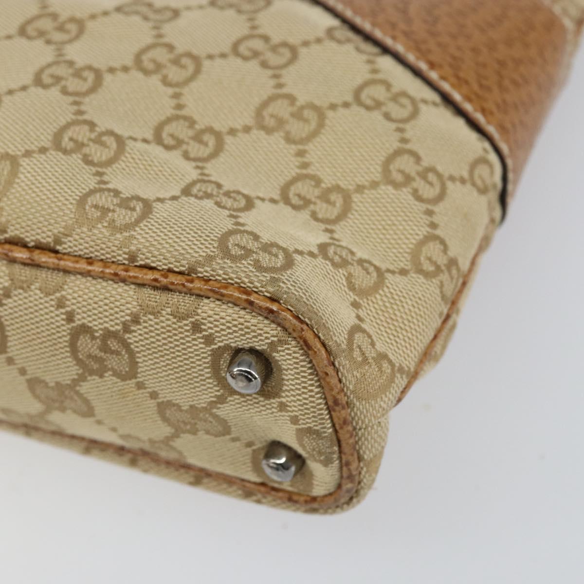 GUCCI GG Canvas Hand Bag Beige Silver 113015 Auth 155589