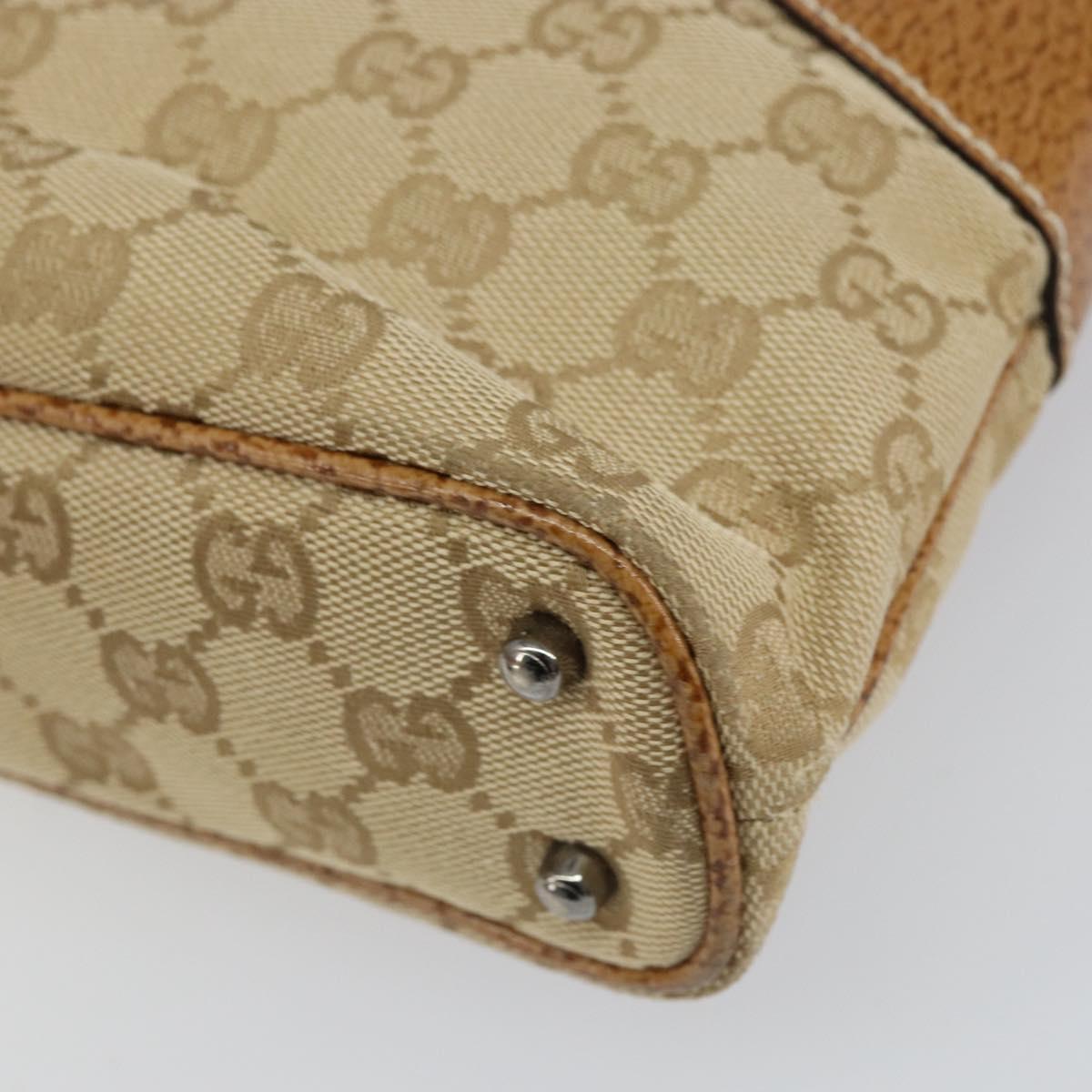 GUCCI GG Canvas Hand Bag Beige Silver 113015 Auth 155589