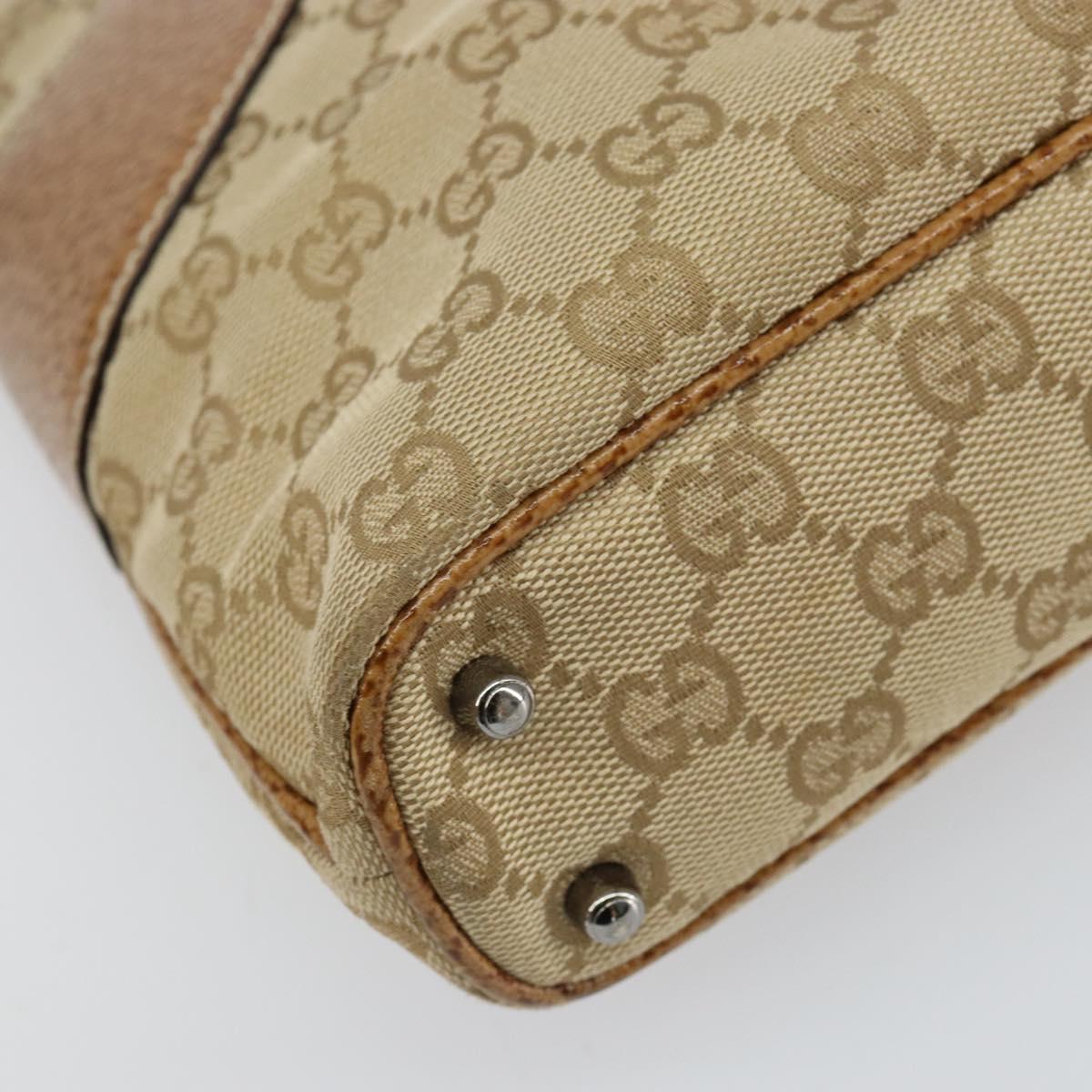 GUCCI GG Canvas Hand Bag Beige Silver 113015 Auth 155589