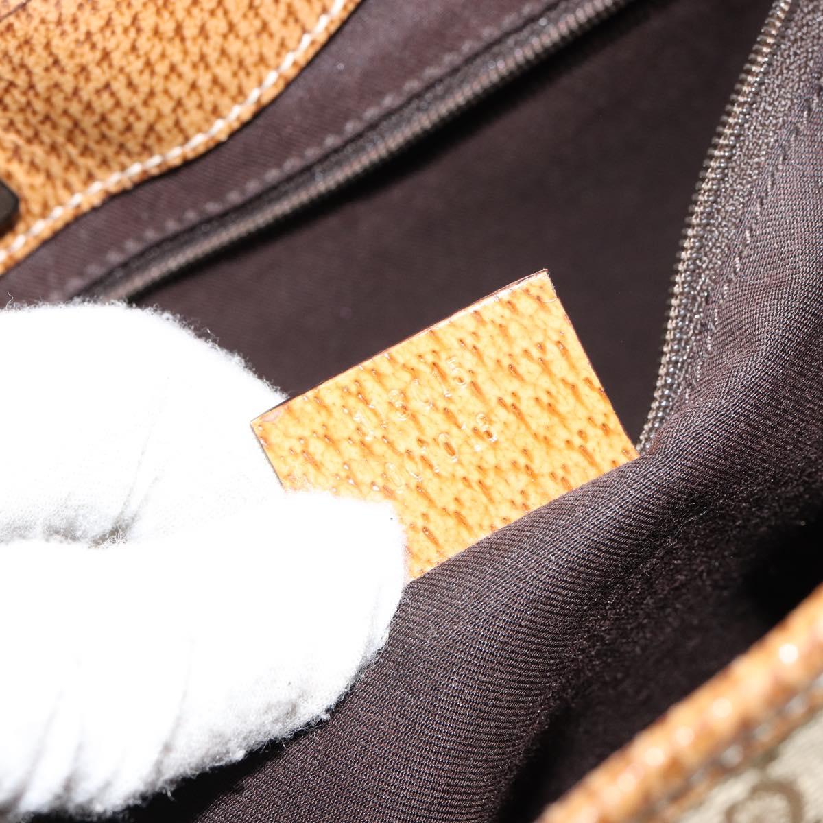 GUCCI GG Canvas Hand Bag Beige Silver 113015 Auth 155589