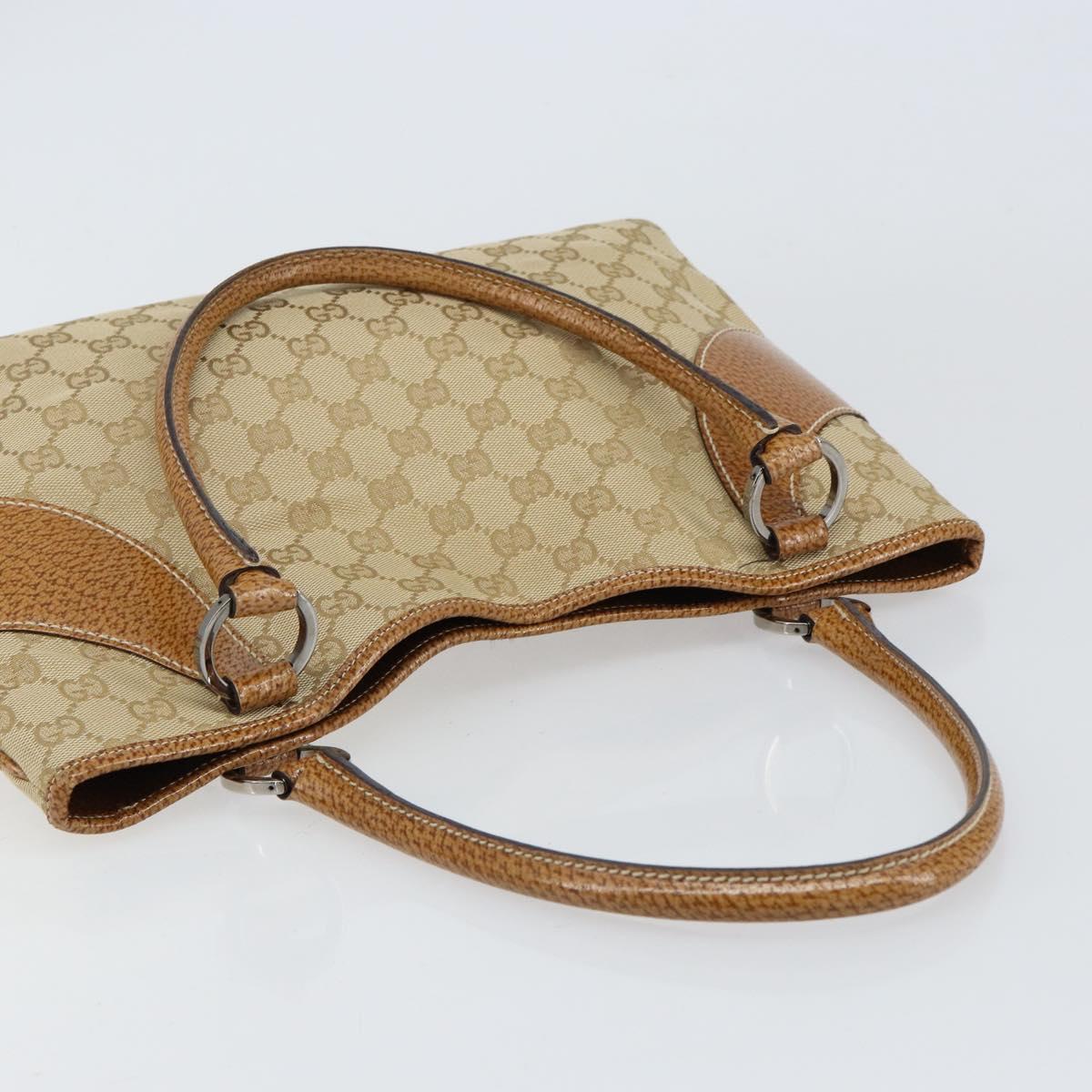 GUCCI GG Canvas Hand Bag Beige Silver 113015 Auth 155589
