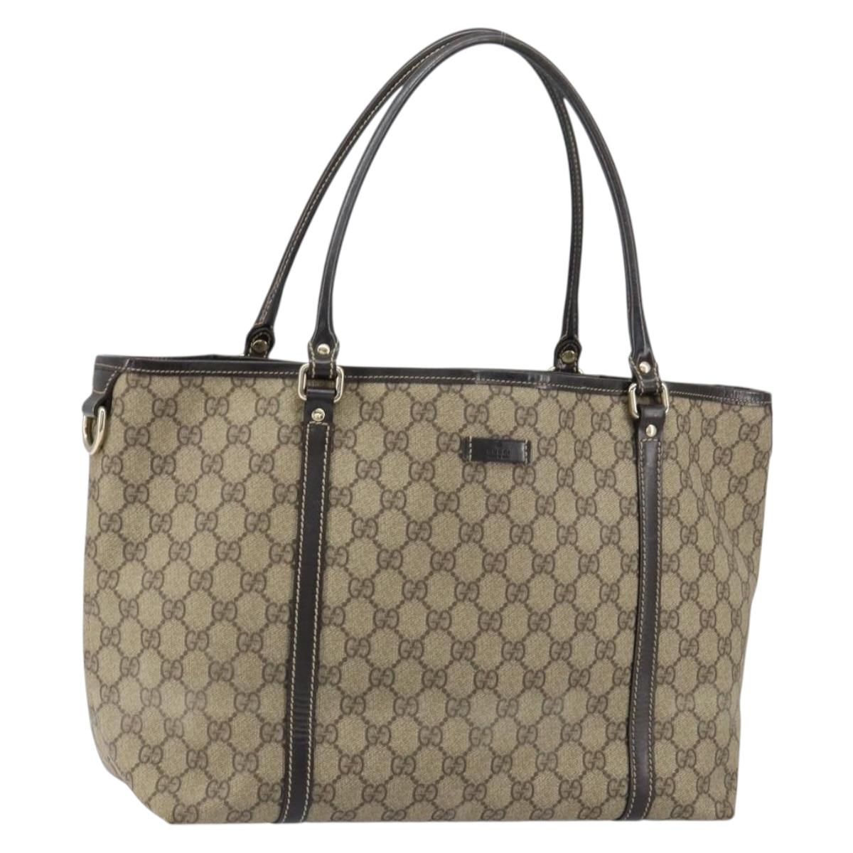 GUCCI GG Supreme Tote Bag PVC Beige Gold 197953 Auth 155590