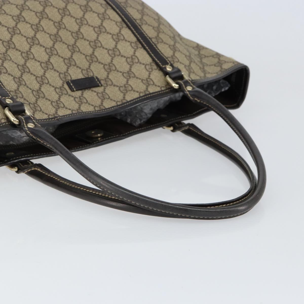 GUCCI GG Supreme Tote Bag PVC Beige Gold 197953 Auth 155590