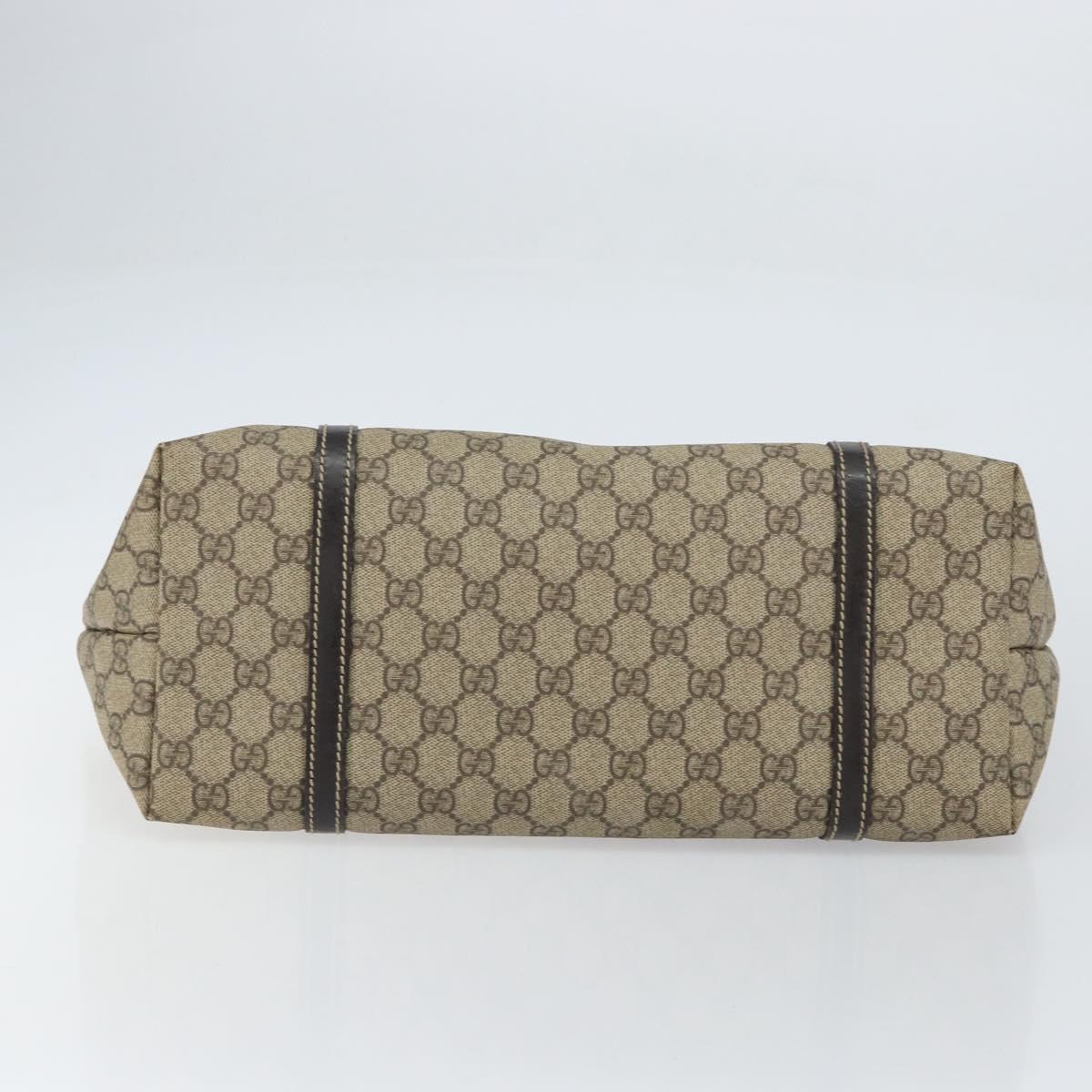 GUCCI GG Supreme Tote Bag PVC Beige Gold 197953 Auth 155590