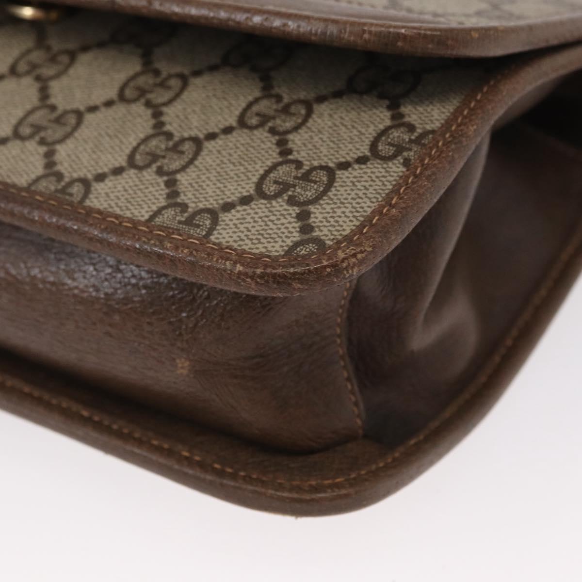 GUCCI GG Supreme Web Sherry Line Shoulder Bag PVC Beige Gold Auth 155593