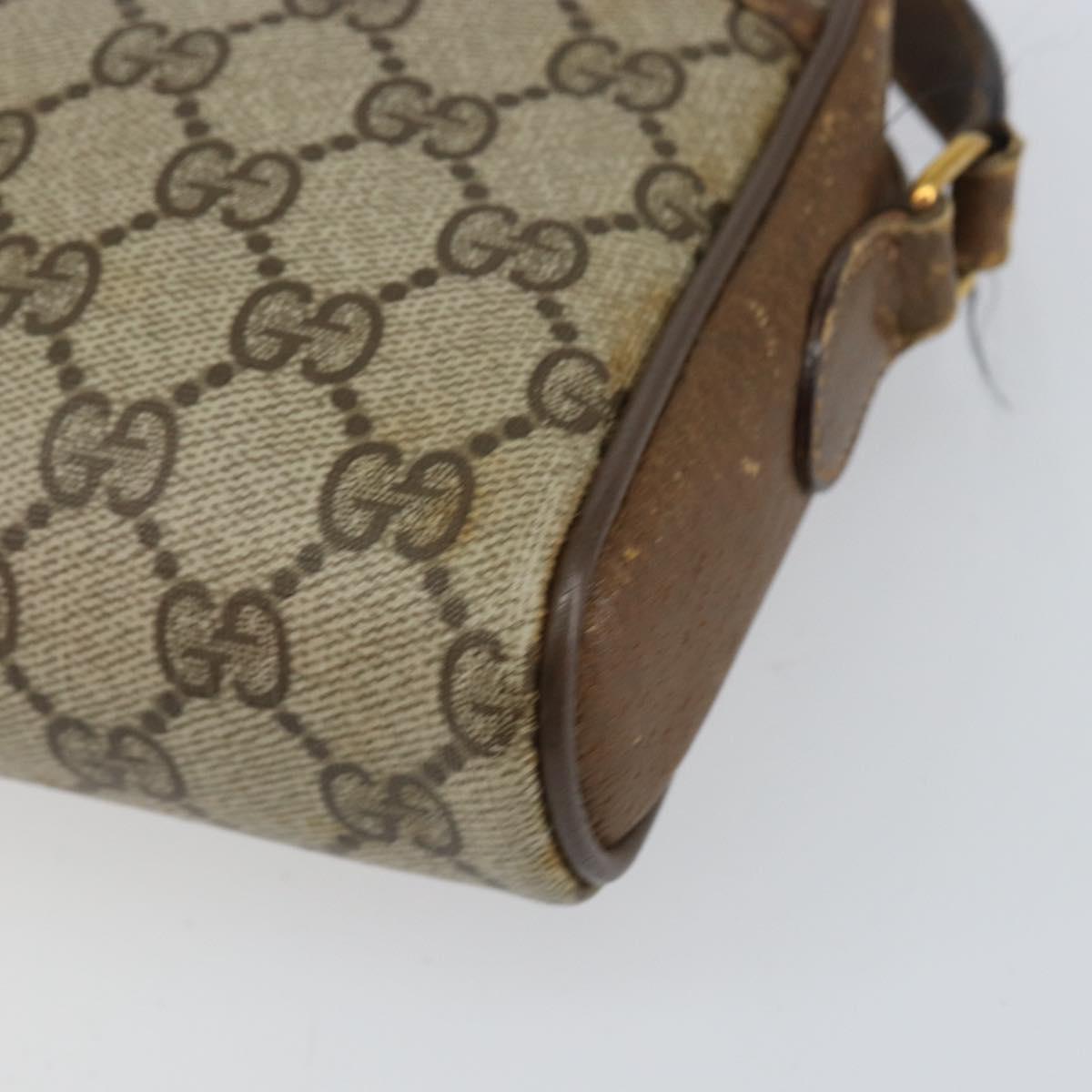 GUCCI GG Supreme Web Sherry Line Bag PVC Beige Gold 116 02 055 Auth 155594