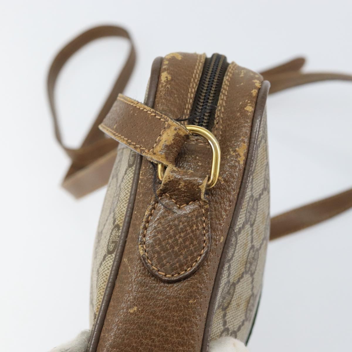 GUCCI GG Supreme Web Sherry Line Bag PVC Beige Gold 116 02 055 Auth 155594