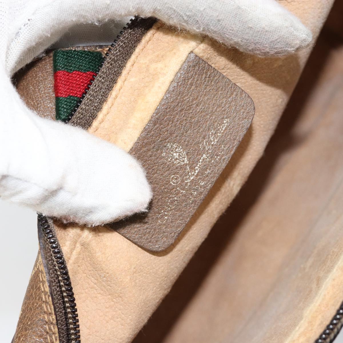 GUCCI GG Supreme Web Sherry Line Bag PVC Beige Gold 116 02 055 Auth 155594