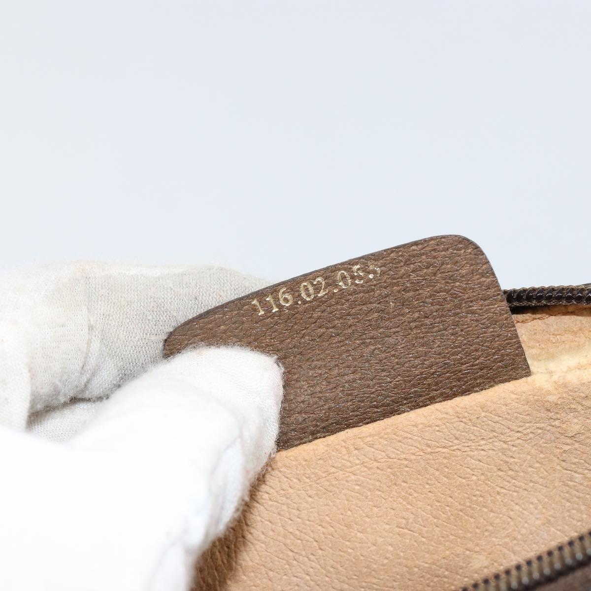 GUCCI GG Supreme Web Sherry Line Bag PVC Beige Gold 116 02 055 Auth 155594