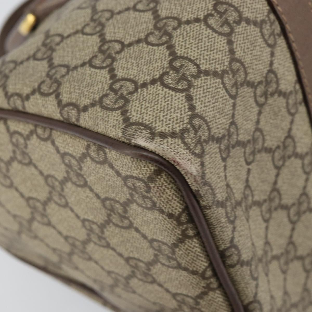 GUCCI GG Supreme Boston Bag PVC Beige Gold 001 39 6842 4023 Auth 155596