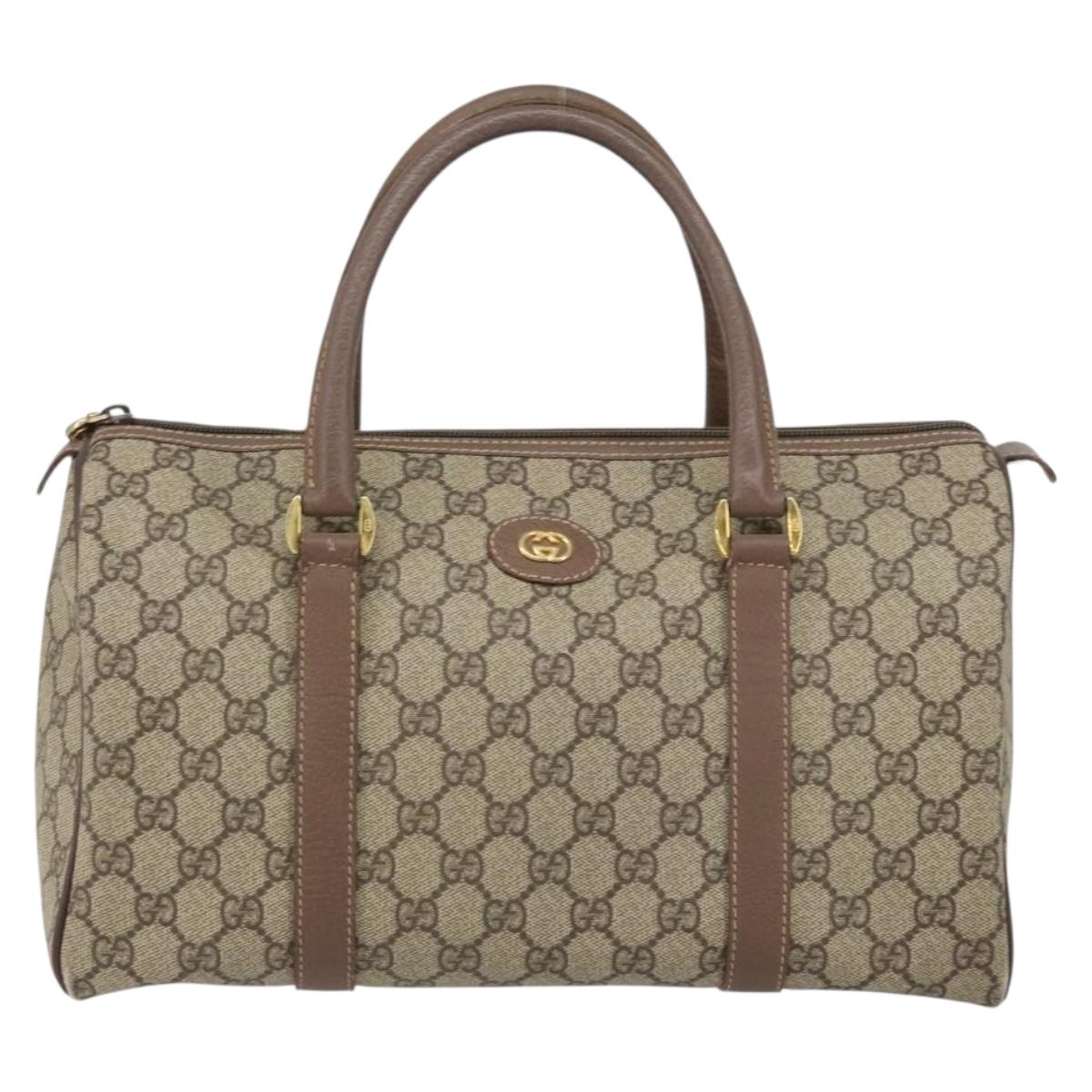 GUCCI GG Supreme Boston Bag PVC Beige Gold 001 39 6842 4023 Auth 155596