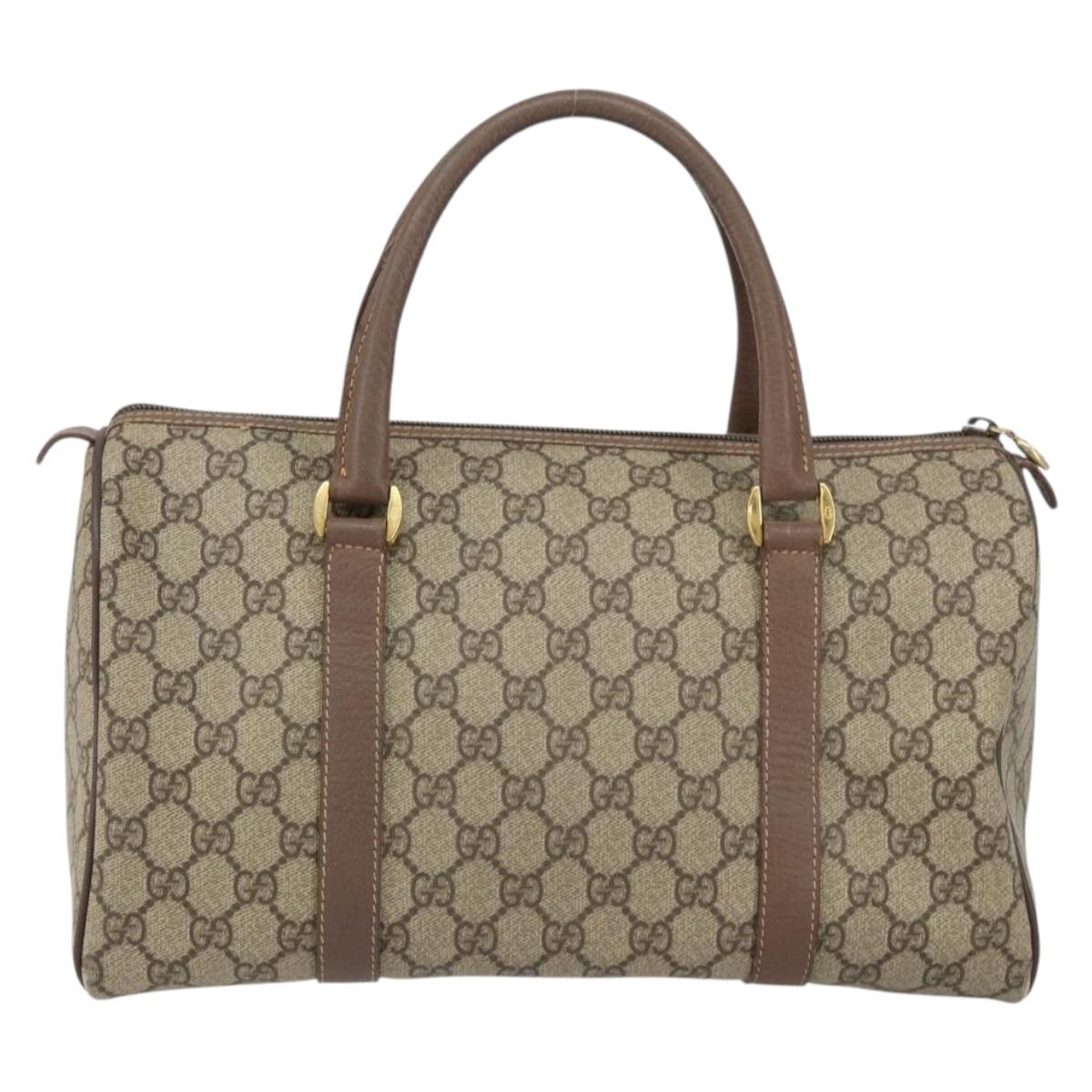 GUCCI GG Supreme Boston Bag PVC Beige Gold 001 39 6842 4023 Auth 155596