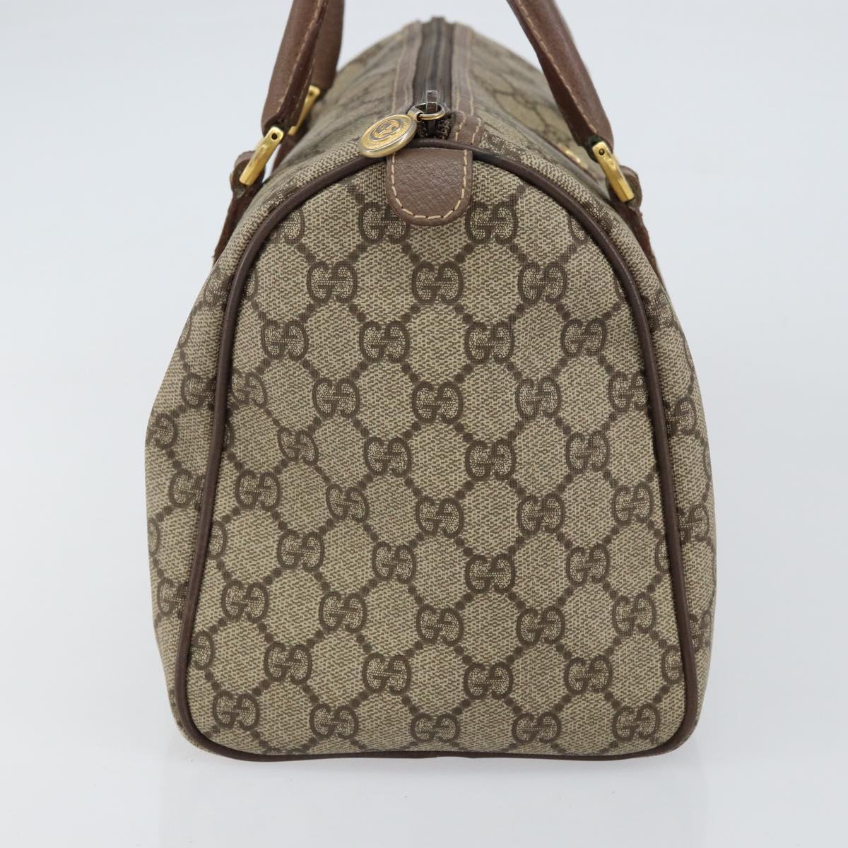 GUCCI GG Supreme Boston Bag PVC Beige Gold 001 39 6842 4023 Auth 155596