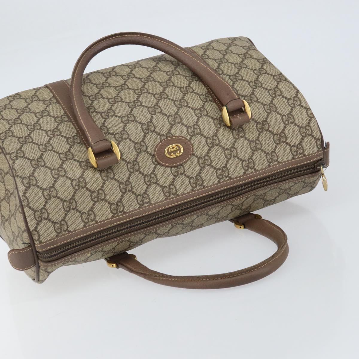GUCCI GG Supreme Boston Bag PVC Beige Gold 001 39 6842 4023 Auth 155596