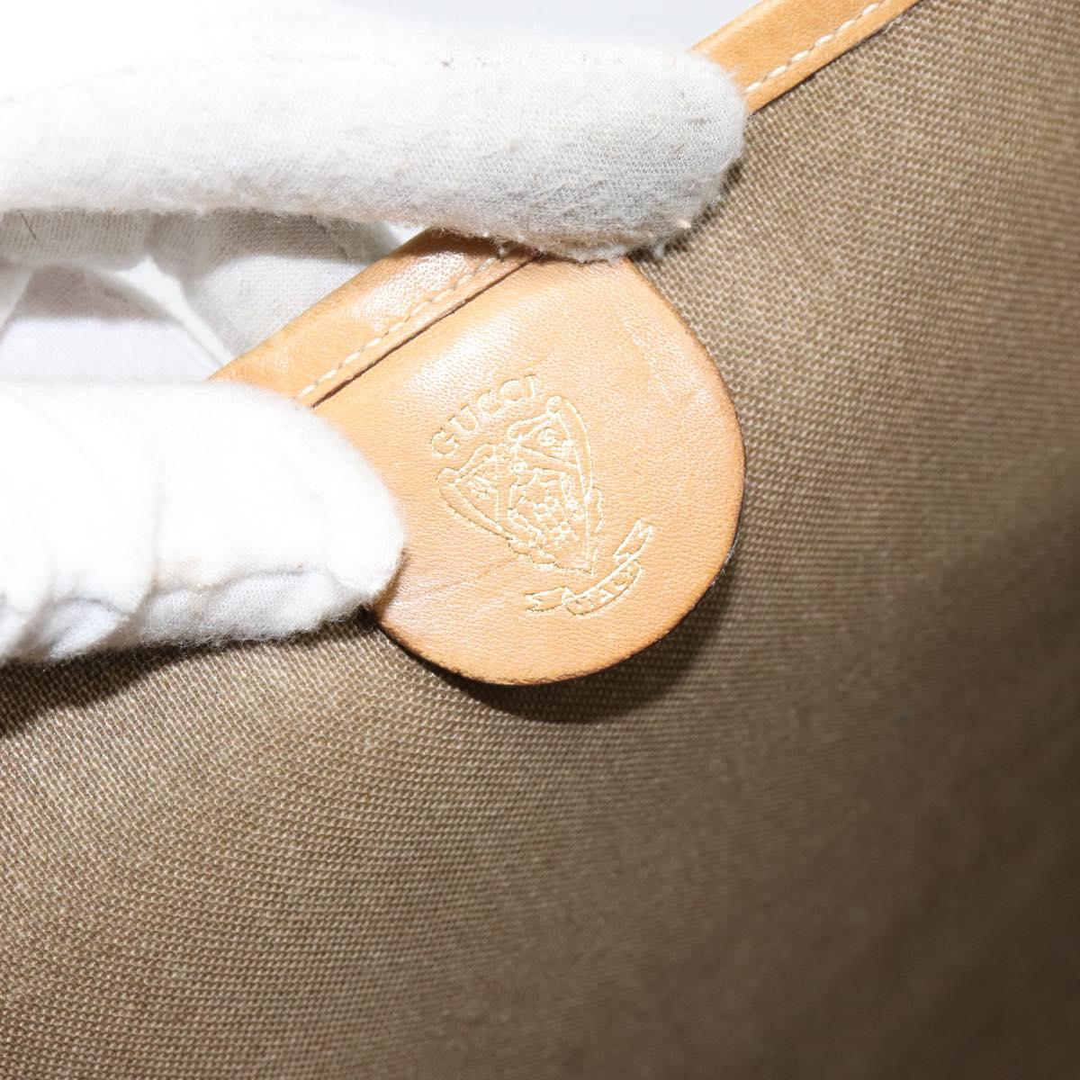 GUCCI Micro GG Supreme Web Sherry Line Tote Bag PVC Beige Red Auth 155601