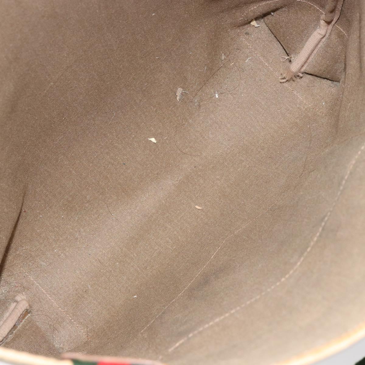 GUCCI Micro GG Supreme Web Sherry Line Tote Bag PVC Beige Red Auth 155601