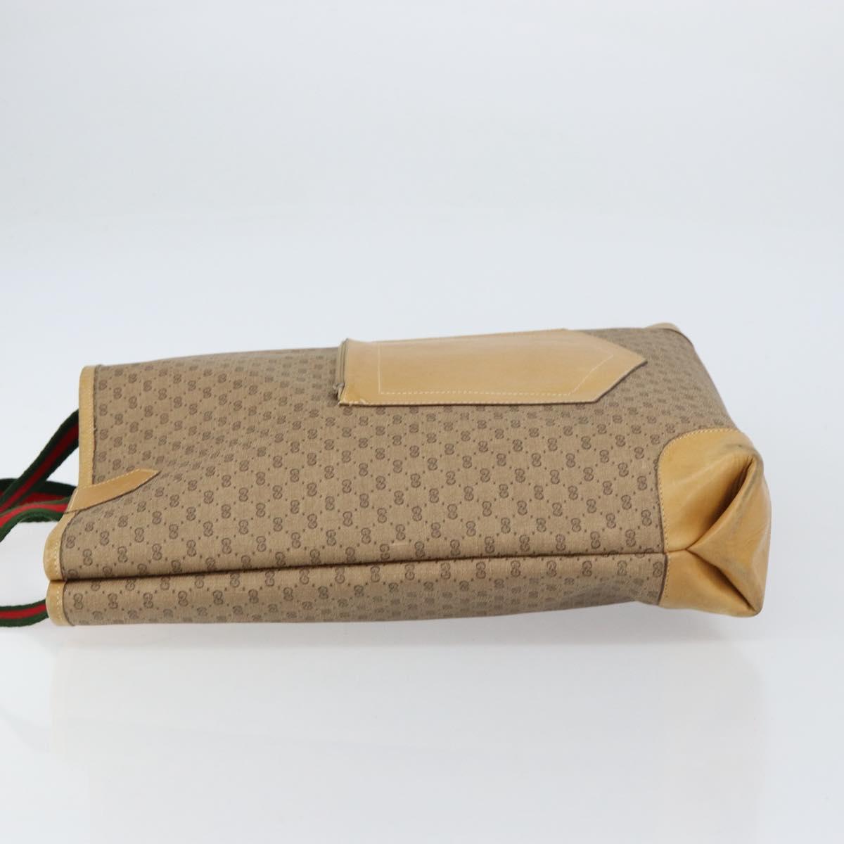 GUCCI Micro GG Supreme Web Sherry Line Tote Bag PVC Beige Red Auth 155601