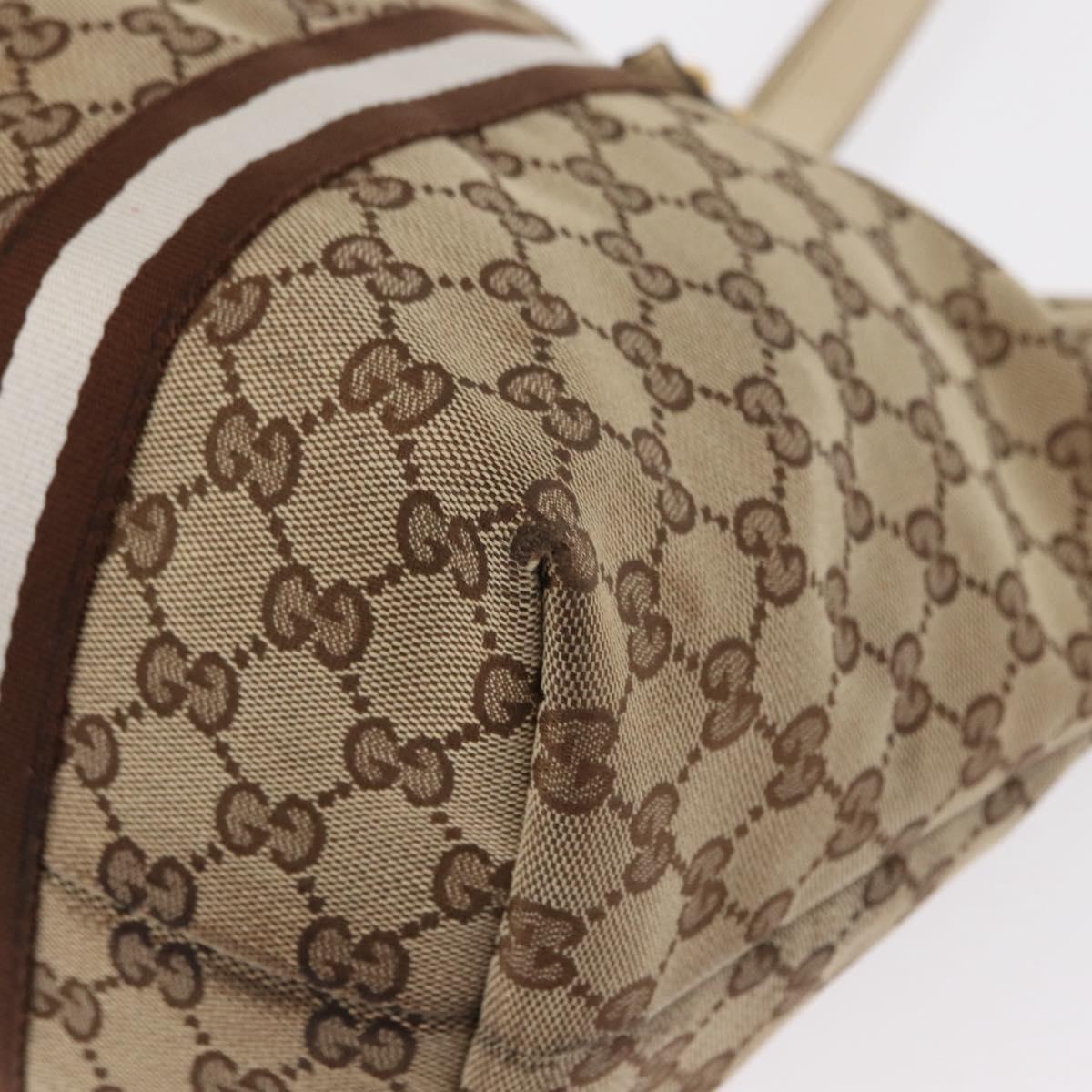 GUCCI GG Canvas Sherry Line Hand Bag Beige Gold 139260 Auth 155602