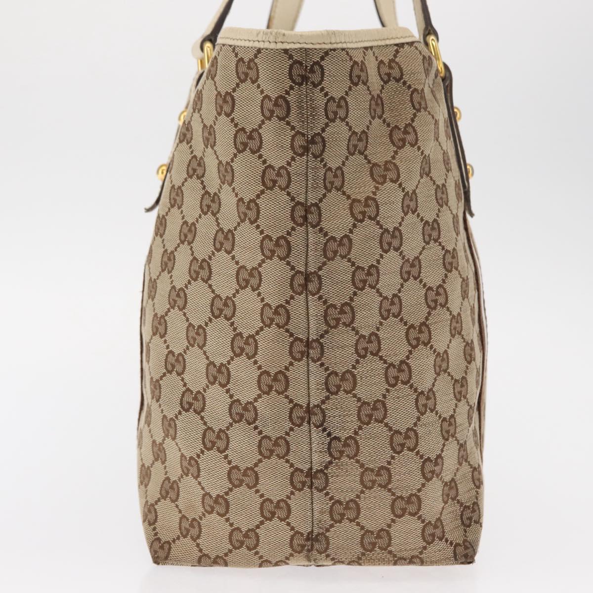 GUCCI GG Canvas Sherry Line Hand Bag Beige Gold 139260 Auth 155602