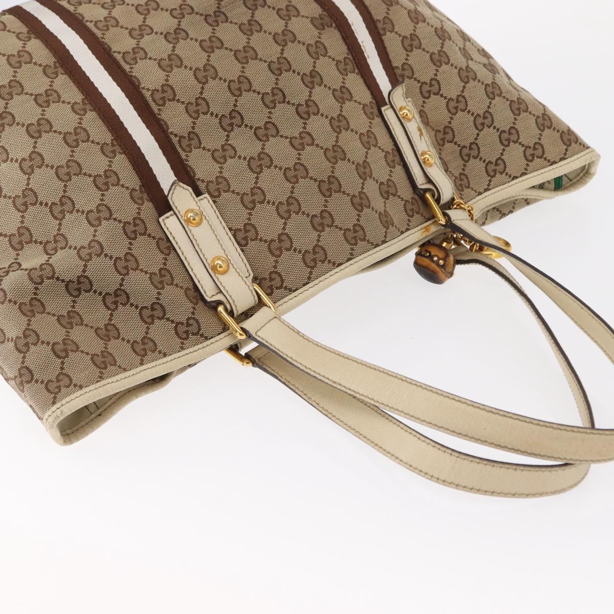 GUCCI GG Canvas Sherry Line Hand Bag Beige Gold 139260 Auth 155602