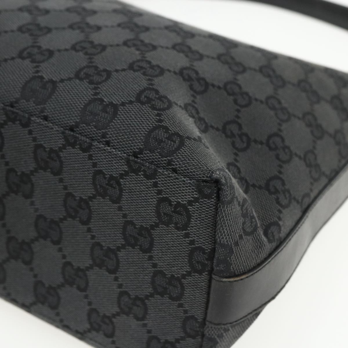 GUCCI GG Canvas Shoulder Bag Black Silver 000 0602 Auth 155604