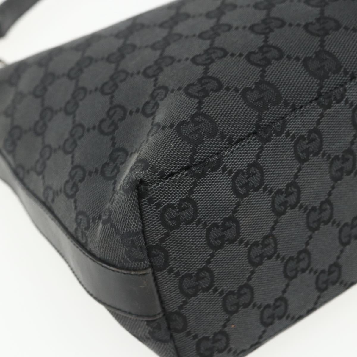GUCCI GG Canvas Shoulder Bag Black Silver 000 0602 Auth 155604