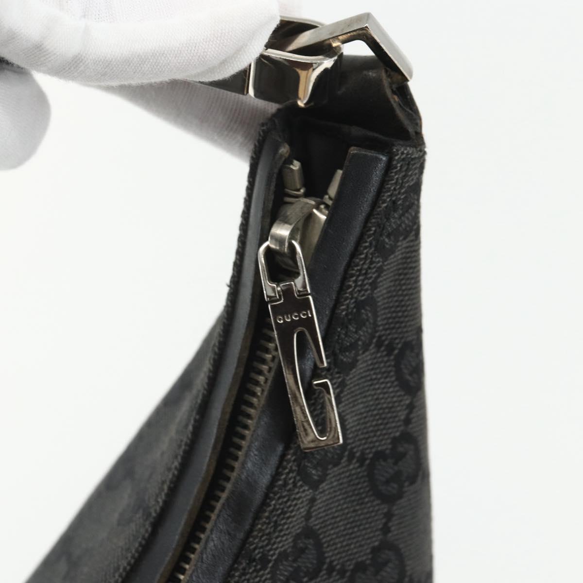 GUCCI GG Canvas Shoulder Bag Black Silver 000 0602 Auth 155604