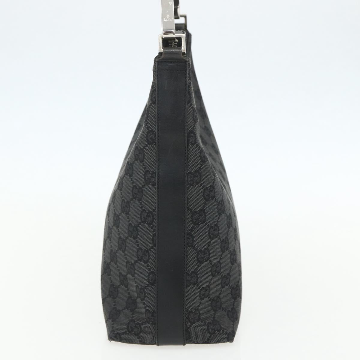 GUCCI GG Canvas Shoulder Bag Black Silver 000 0602 Auth 155604