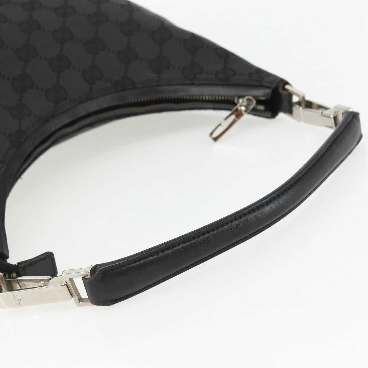 GUCCI GG Canvas Shoulder Bag Black Silver 000 0602 Auth 155604