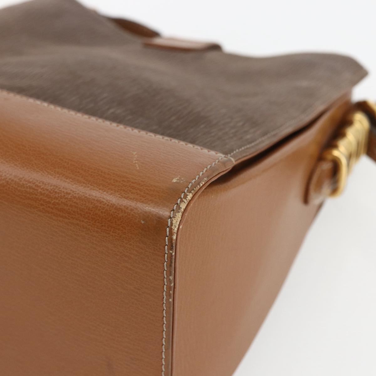 LOEWE Velazquez Shoulder Bag Leather Brown Gold Auth 155607