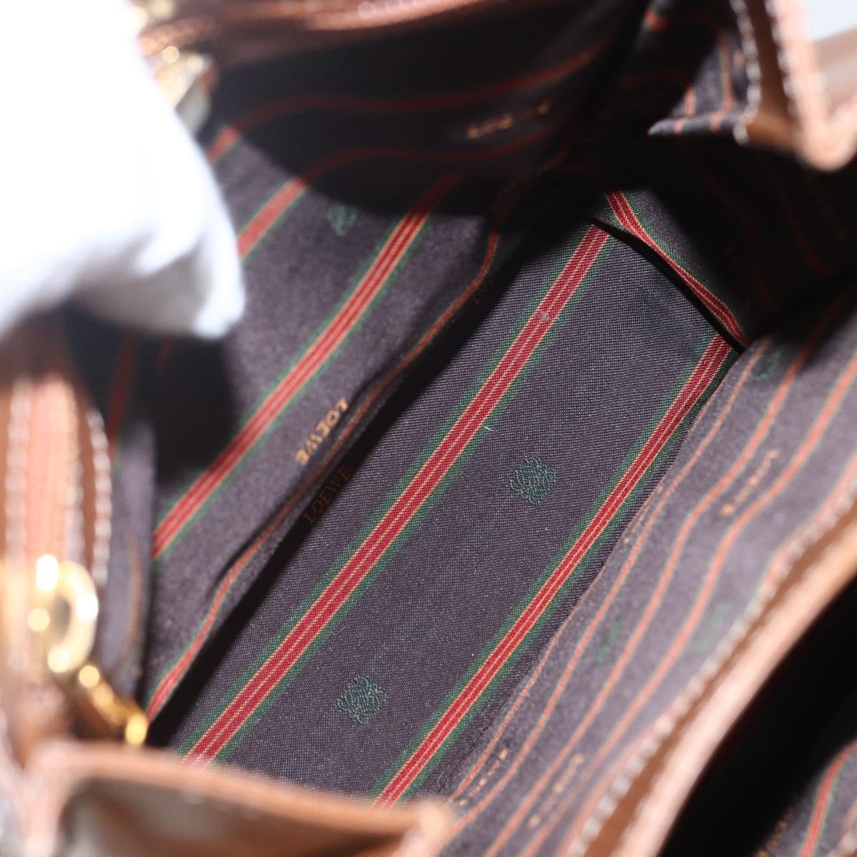 LOEWE Velazquez Shoulder Bag Leather Brown Gold Auth 155607