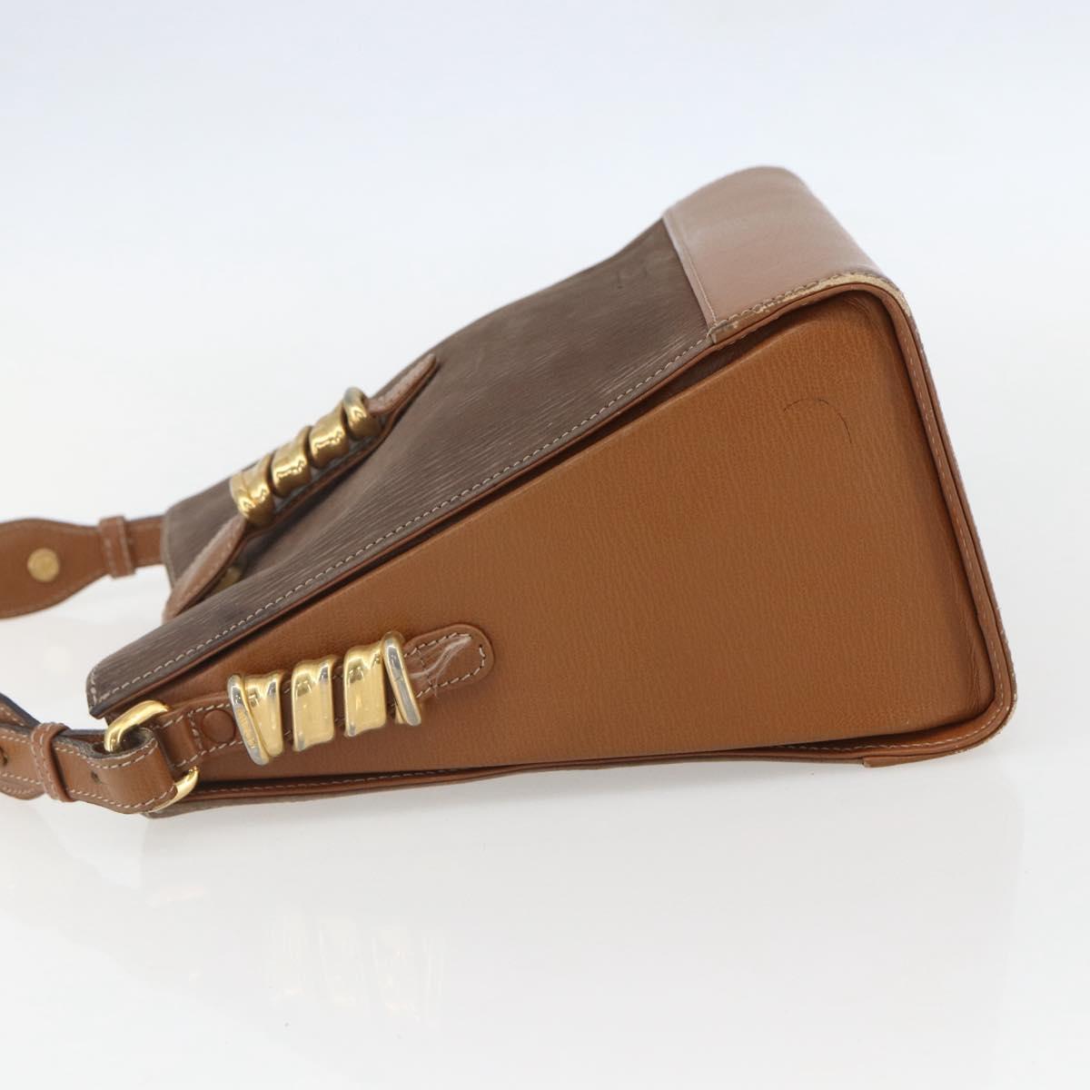 LOEWE Velazquez Shoulder Bag Leather Brown Gold Auth 155607