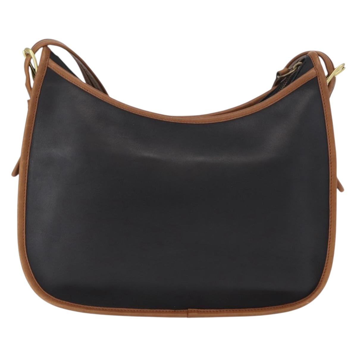 Coach Shoulder Bag Leather Black Gold Auth 155609