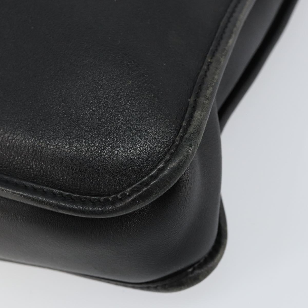 LOEWE Anagram Hand Bag Leather Black Silver Auth 155610