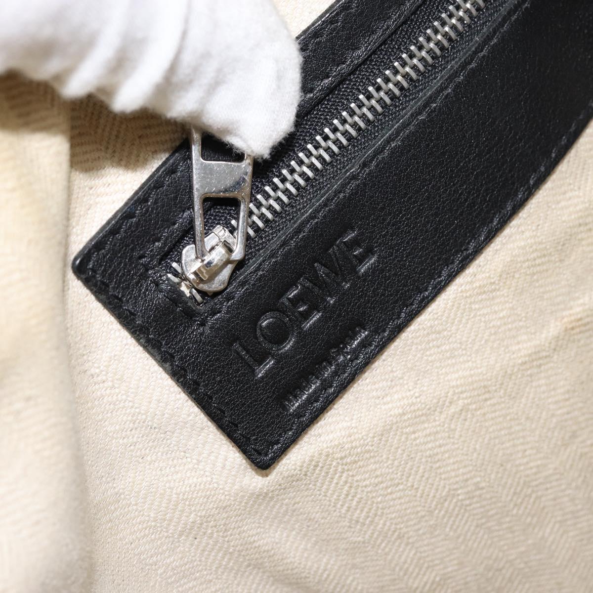 LOEWE Anagram Hand Bag Leather Black Silver Auth 155610